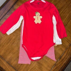 Festive Red Gingerbread Baby Onesie Set